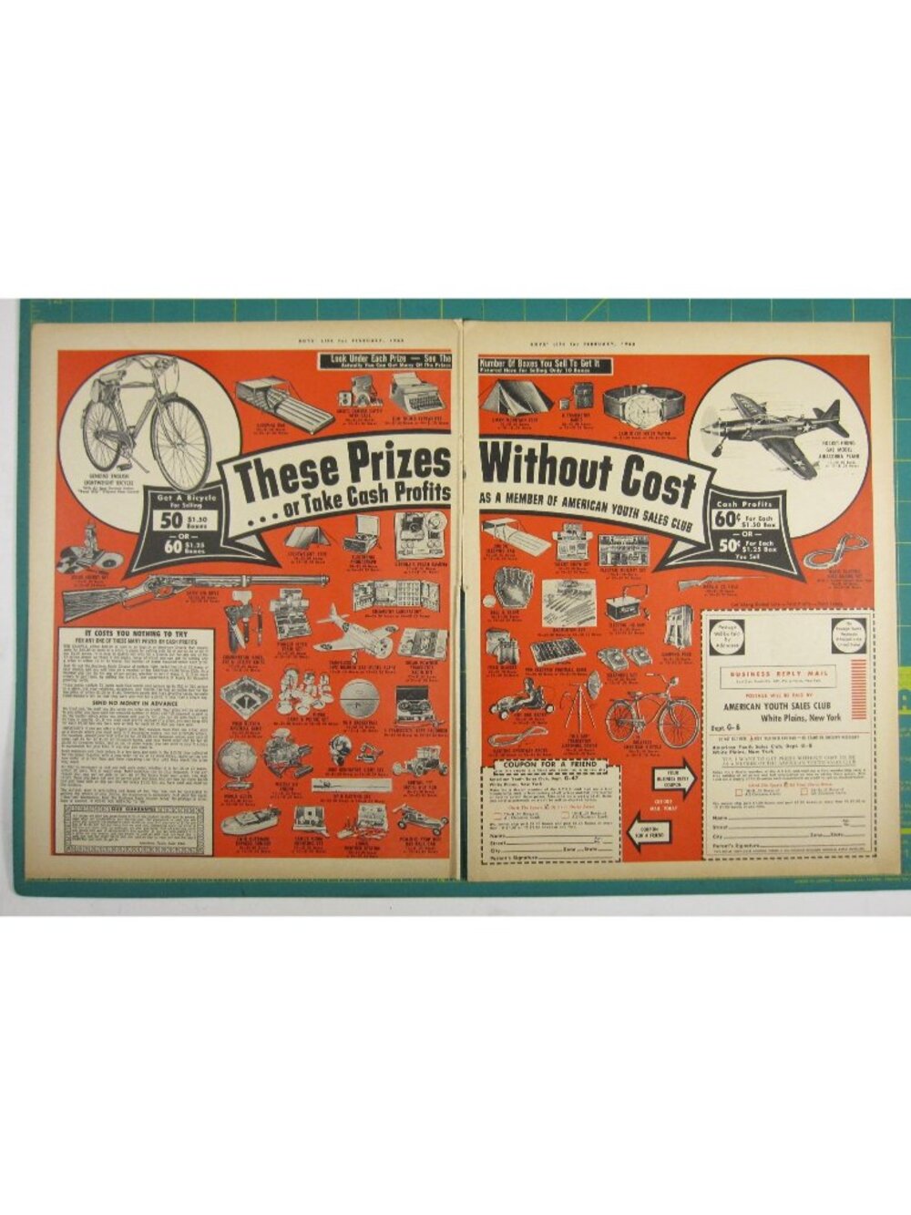 Print Ad American Youth Sales Club 2 Page 1963 These Prizes Vintage